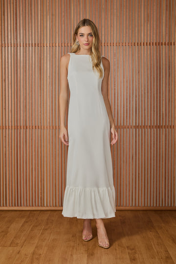 FABULOUS AGILITÀ - Vestido Midi Melissa Babado Barra OFF White